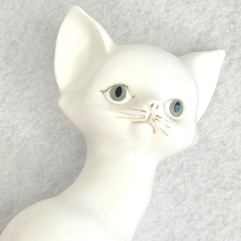 Andrea by Sadek White Porcelain Cat Figurine Hand Painted Japan 10in VTG‎ 6654